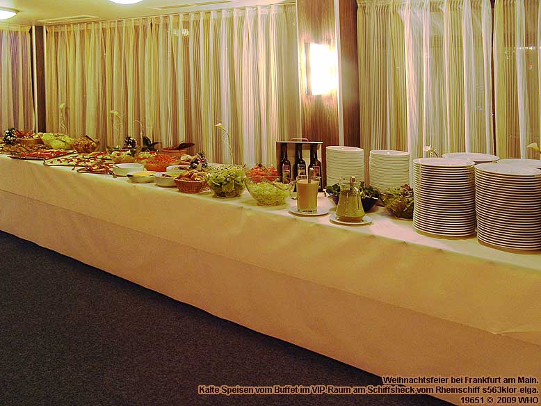 Weihnachtsfeier-Buffet bei Frankfurt am Main im VIP-Raum am Schiffsheck vom Rheinschiff s563klor-elga.