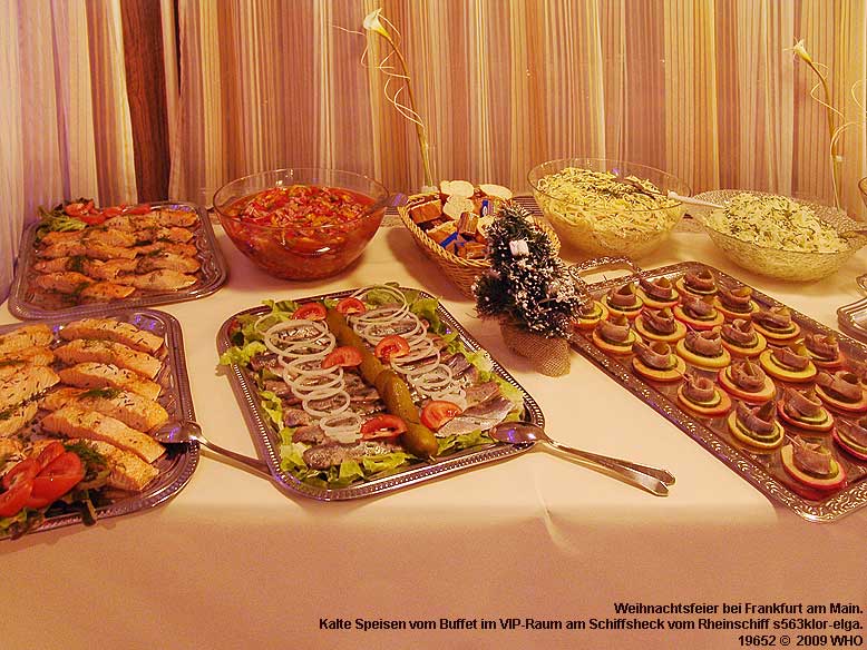 Weihnachtsfeier-Buffet bei Frankfurt am Main im VIP-Raum am Schiffsheck vom Rheinschiff s563klor-elga.