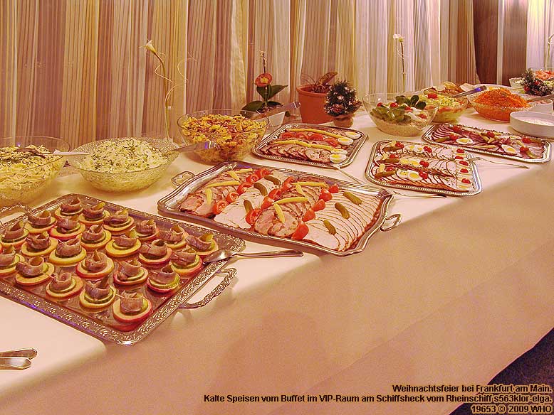 Weihnachtsfeier-Buffet bei Frankfurt am Main im VIP-Raum am Schiffsheck vom Rheinschiff s563klor-elga.
