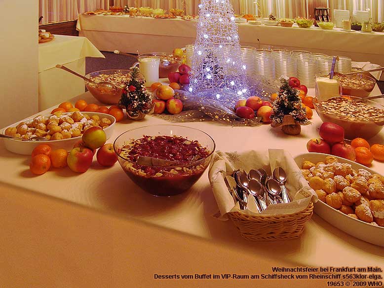 Weihnachtsfeier-Buffet bei Frankfurt am Main im VIP-Raum am Schiffsheck vom Rheinschiff s563klor-elga.